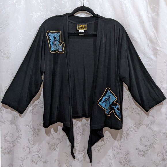 Vintage Hopi Motif Kokopelli Set Cardigan Top Slinky L/XL Southwestern 80s 90s - Picture 6 of 9